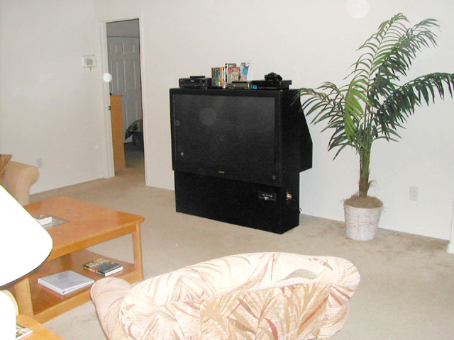 Living area with big screen television
